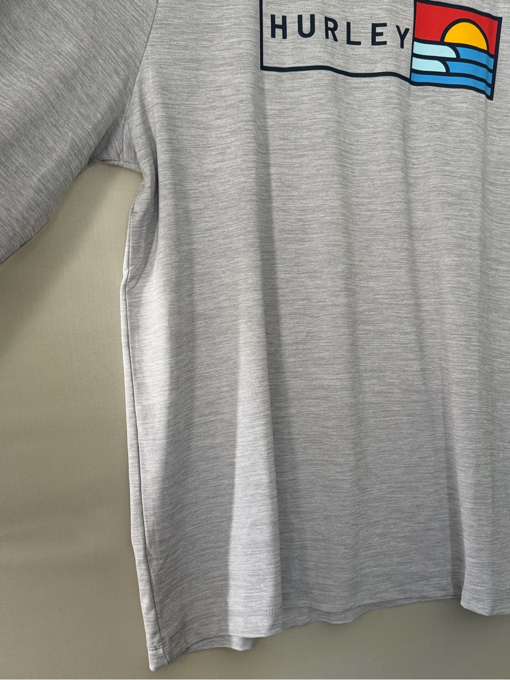 Hurley Mens Long Sleeve Graphic Tee Heather Grey Sunset Wave Logo XXL - Picture 10 of 10